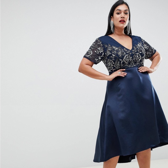 Lovedrobe Luxe (ASOS) Embellished V-Neck Midi Dress (US Size 28) - Picture 4 of 13